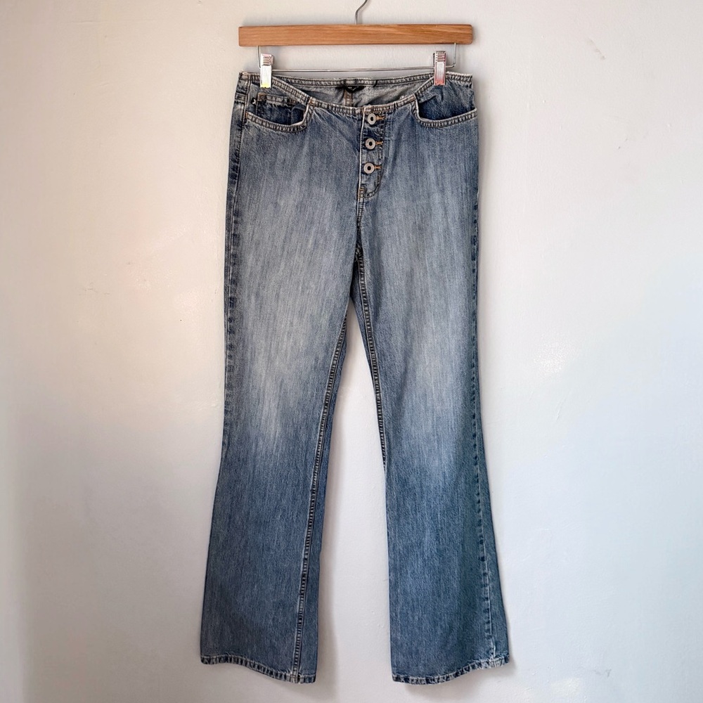 Express Jeans Button Fly Flare Jeans | Y2K Low Rise Bootcut Denim